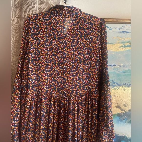 Free People Women’s Print Floral Boho Maxi Dress Multicolored Sz XS Long Sleeve - Picture 5 of 12